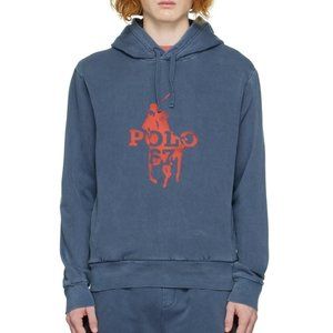 Polo Ralph Lauren Men's Pullover Hoodie Faded Graphic POLO 67 Big Pony Logo Navy